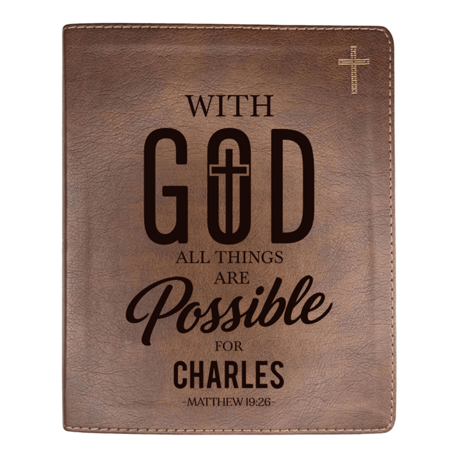 NIV Brown Standard Size Journaling Holy Bible Medium Print | Live - in - scripture Within Matthew 19:26 - Shepherds Shelf