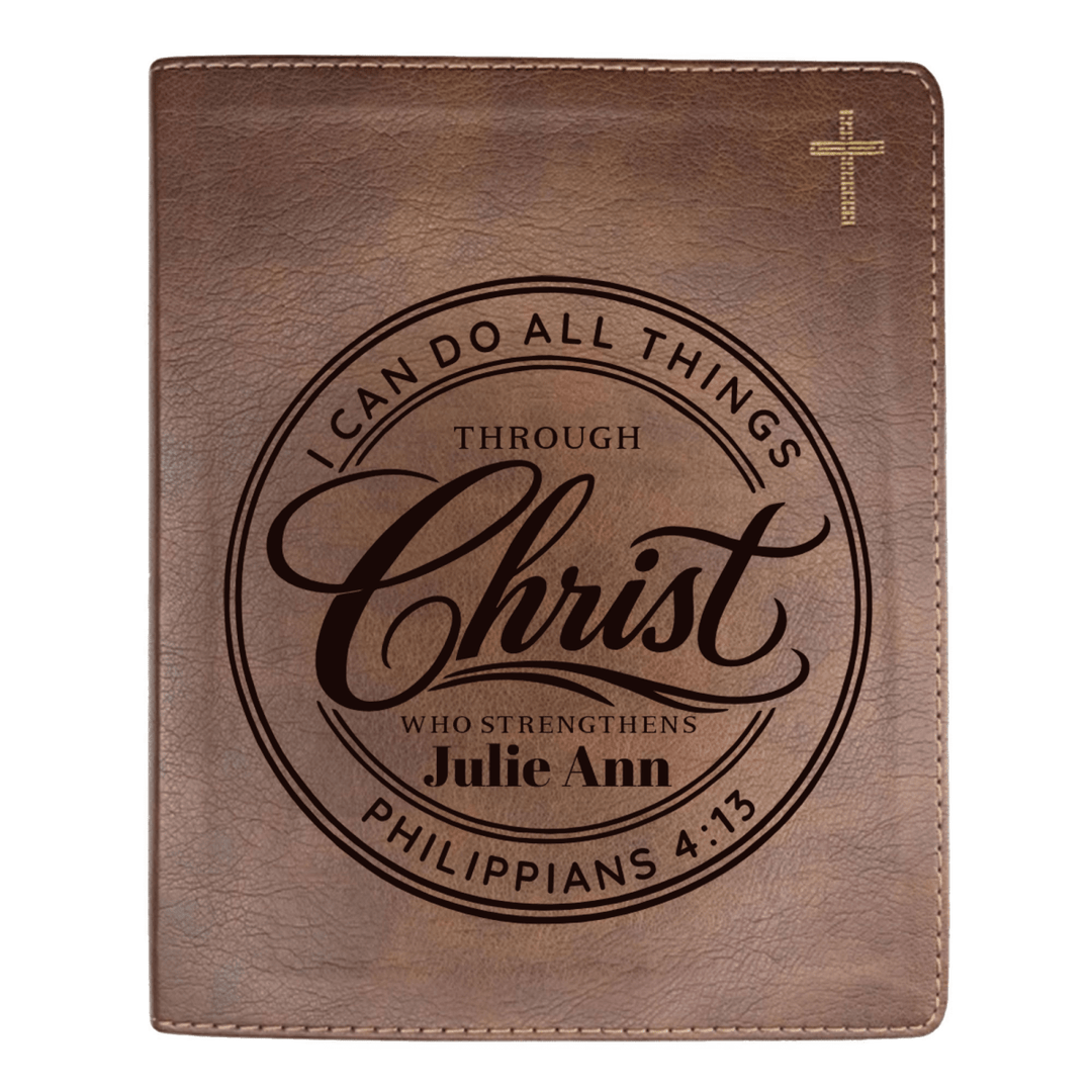 NIV Brown Standard Size Journaling Holy Bible Medium Print | Live - in - scripture Within Philippians 4:13 - Shepherds Shelf