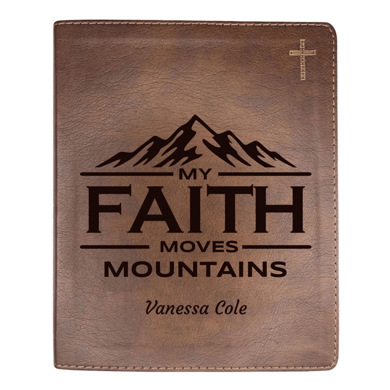 NIV Brown Standard Size Journaling Holy Bible Medium Print | My Faith Moves Mountains Collection