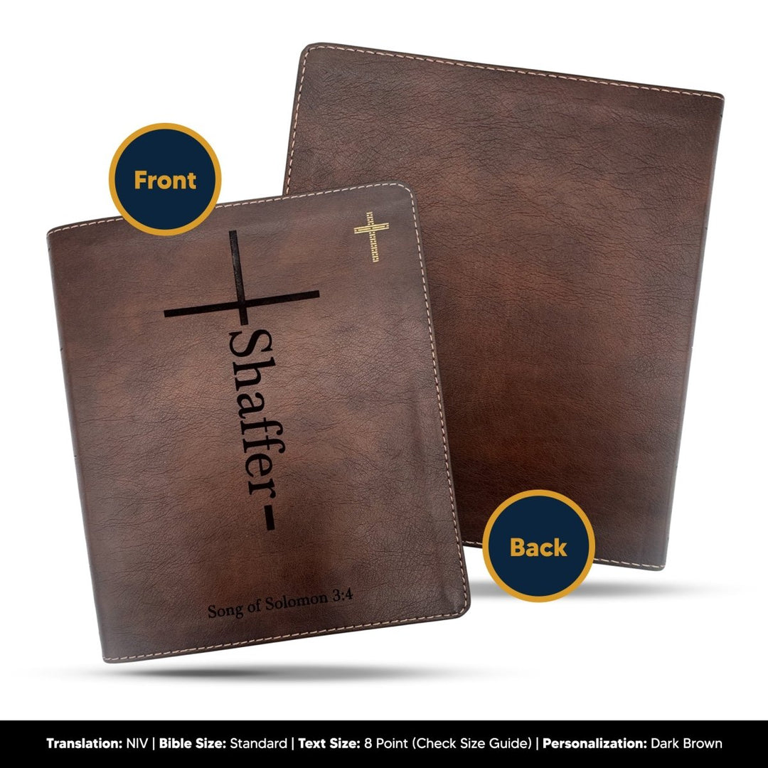 NIV Brown Standard Size Journaling Holy Bible Medium Print | My Faith Moves Mountains Collection