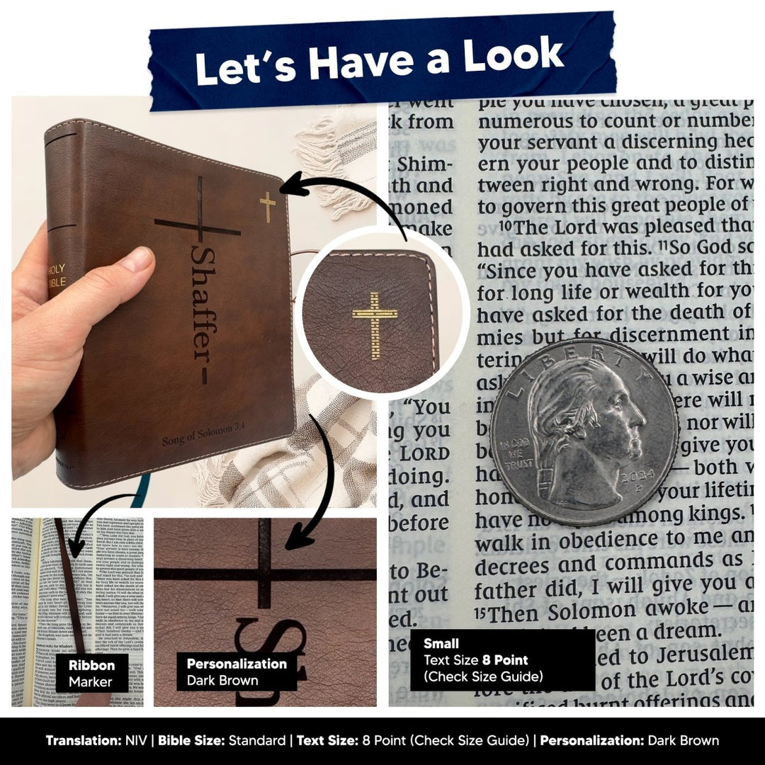 NIV Brown Standard Size Journaling Holy Bible Medium Print | My Faith Moves Mountains Collection