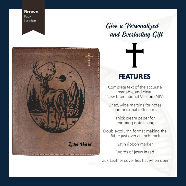NIV Brown Standard Size Notetaking Holy Bible Medium Print | Buck - Shepherds Shelf