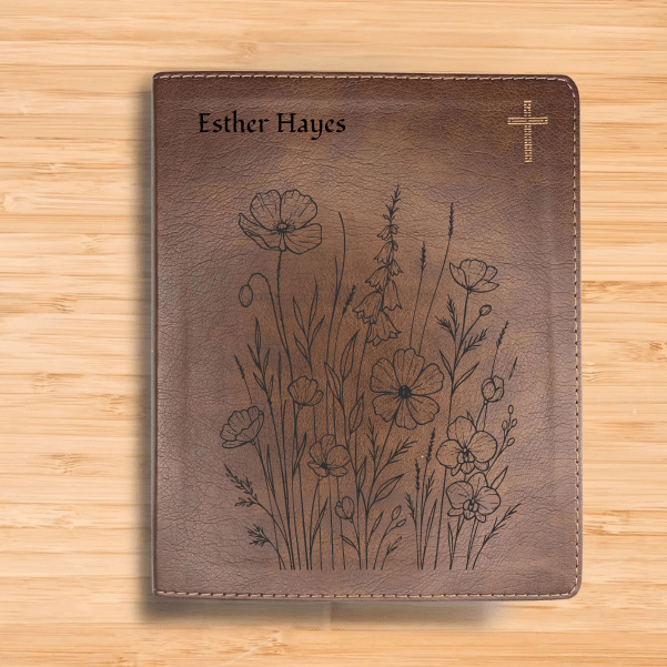 NIV Brown Standard Size Notetaking Holy Bible Medium Print | Bunch of Flowers - Shepherds Shelf