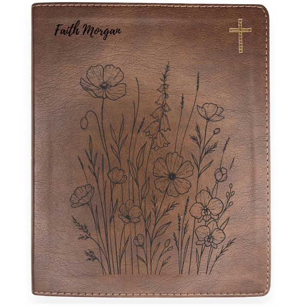 NIV Brown Standard Size Notetaking Holy Bible Medium Print | Bunch of Flowers - Shepherds Shelf