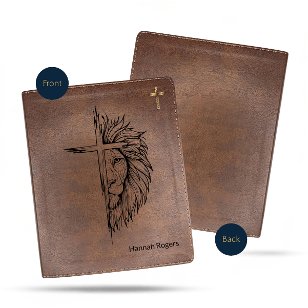 NIV Brown Standard Size Notetaking Holy Bible Medium Print | Cross + Lion - Shepherds Shelf
