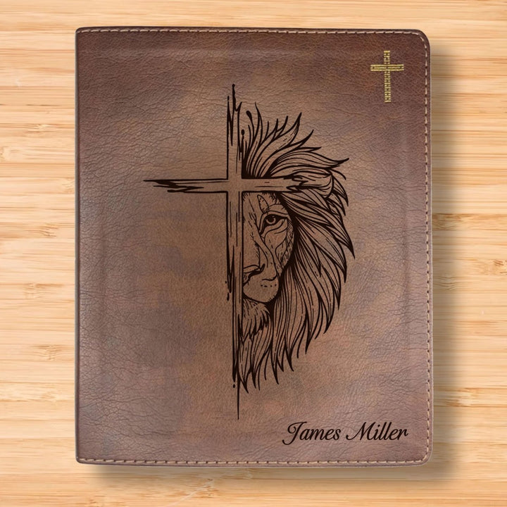 NIV Brown Standard Size Notetaking Holy Bible Medium Print | Cross + Lion - Shepherds Shelf
