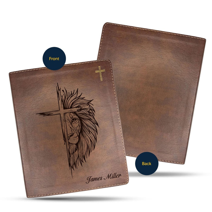 NIV Brown Standard Size Notetaking Holy Bible Medium Print | Cross + Lion - Shepherds Shelf
