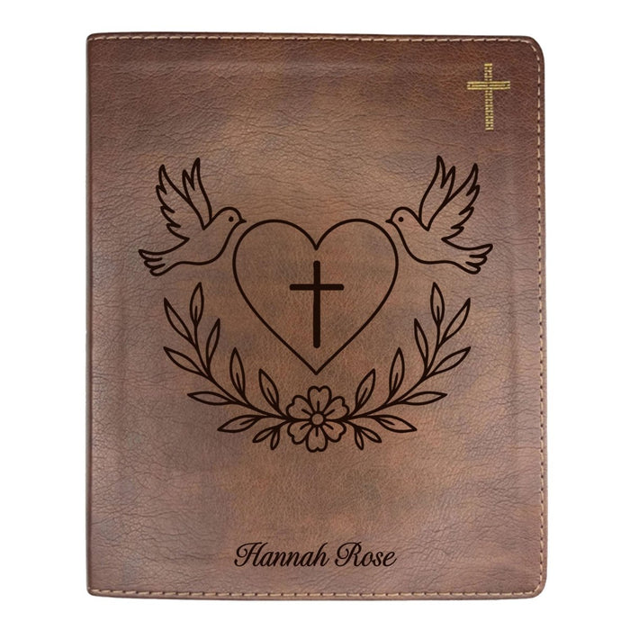 NIV Brown Standard Size Notetaking Holy Bible Medium Print | Dove + Heart and Cross