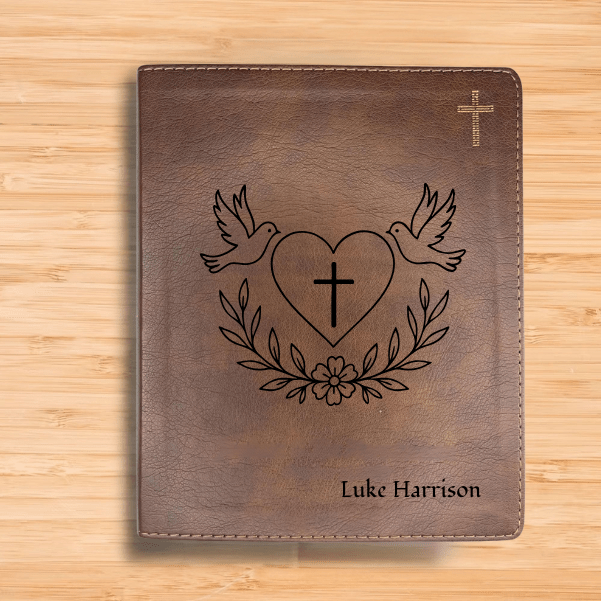 NIV Brown Standard Size Notetaking Holy Bible Medium Print | Dove + Heart and Cross - Shepherds Shelf