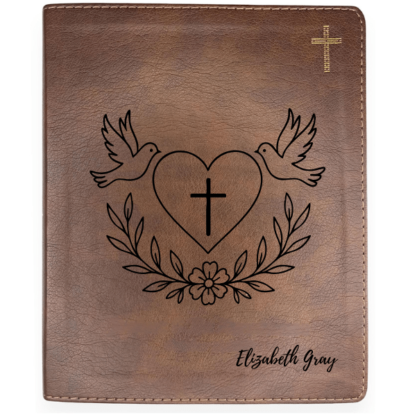 NIV Brown Standard Size Notetaking Holy Bible Medium Print | Dove + Heart and Cross - Shepherds Shelf