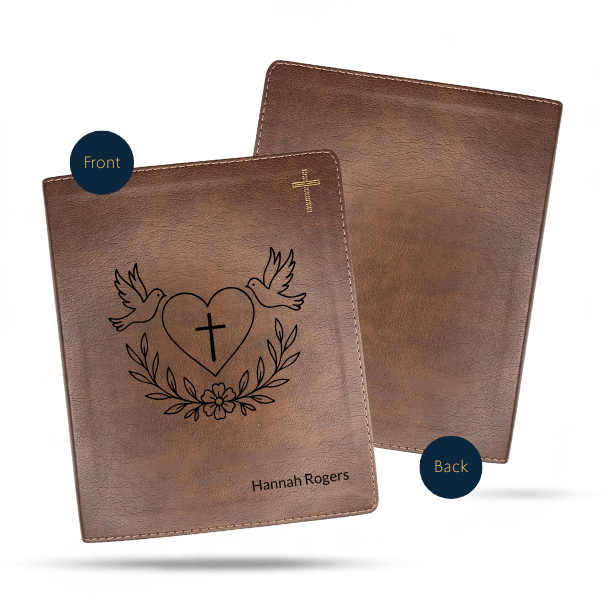 NIV Brown Standard Size Notetaking Holy Bible Medium Print | Dove + Heart and Cross - Shepherds Shelf