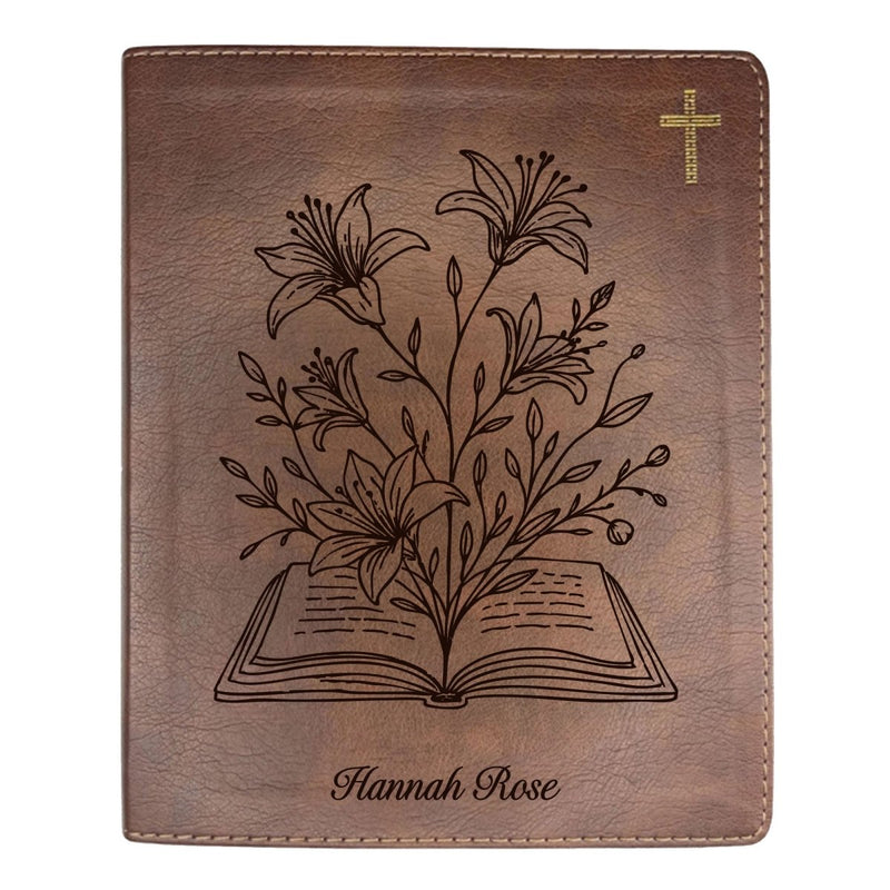 NIV Brown Standard Size Notetaking Holy Bible Medium Print | Floral Collection 2
