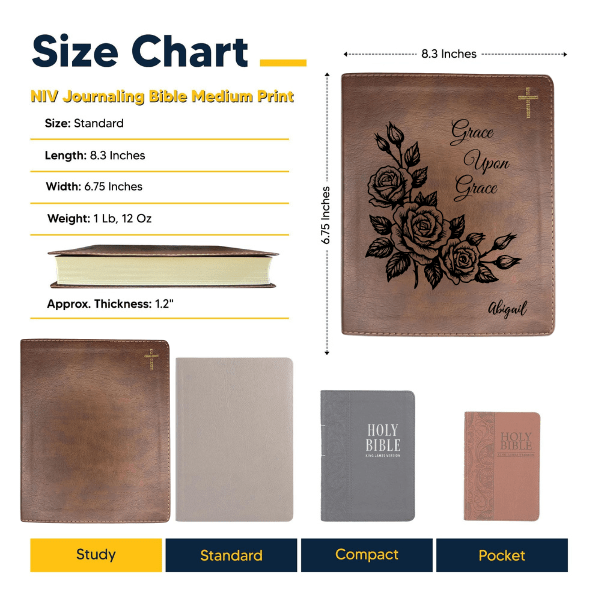 NIV Brown Standard Size Notetaking Holy Bible Medium Print | Framed Roses - Shepherds Shelf