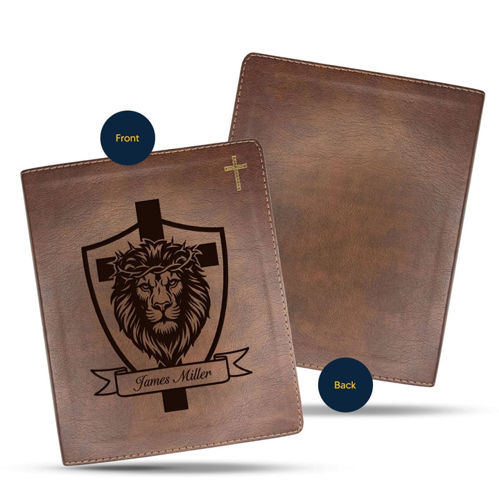 NIV Brown Standard Size Notetaking Holy Bible Medium Print | Lion Cross - Shepherds Shelf