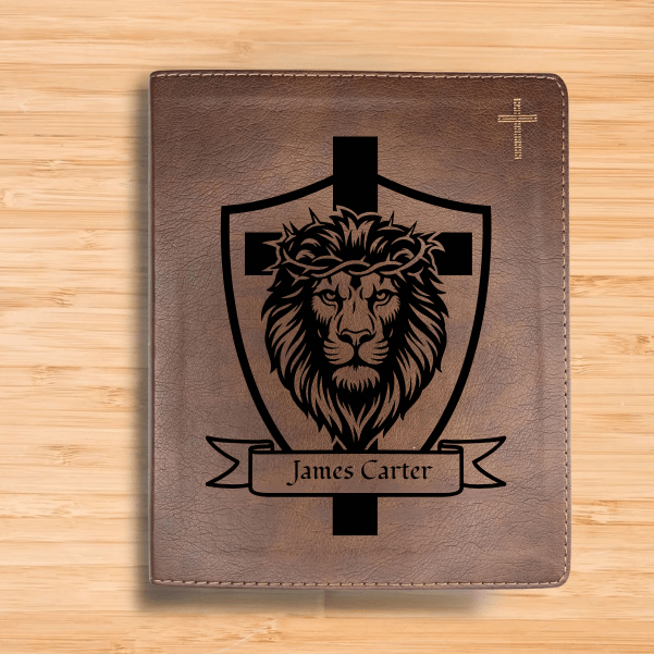 NIV Brown Standard Size Notetaking Holy Bible Medium Print | Lion Cross - Shepherds Shelf