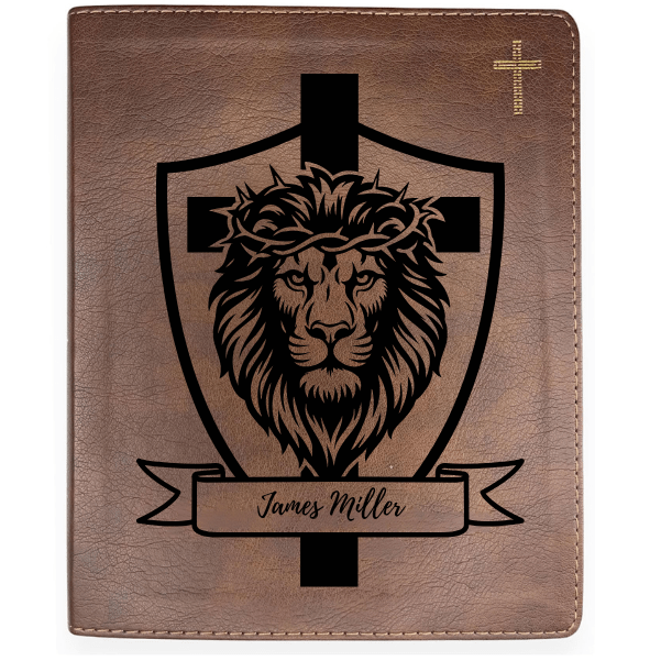NIV Brown Standard Size Notetaking Holy Bible Medium Print | Lion Cross - Shepherds Shelf