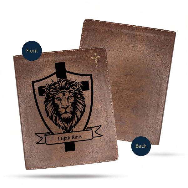 NIV Brown Standard Size Notetaking Holy Bible Medium Print | Lion Cross - Shepherds Shelf