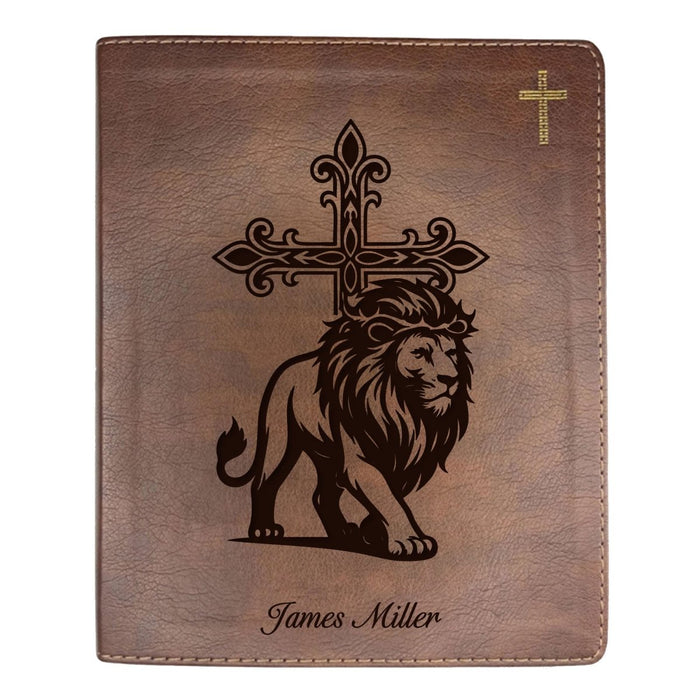 NIV Brown Standard Size Notetaking Holy Bible Medium Print | Lion With Cross