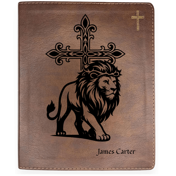 NIV Brown Standard Size Notetaking Holy Bible Medium Print | Lion With Cross - Shepherds Shelf
