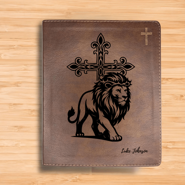 NIV Brown Standard Size Notetaking Holy Bible Medium Print | Lion With Cross - Shepherds Shelf