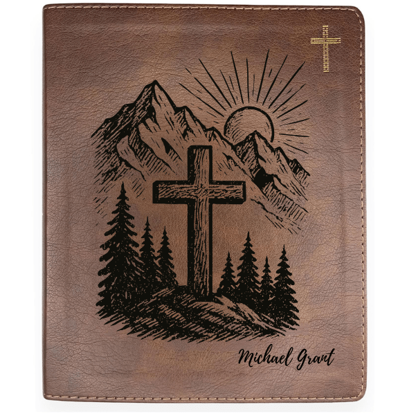 NIV Brown Standard Size Notetaking Holy Bible Medium Print | Mountain Cross - Shepherds Shelf