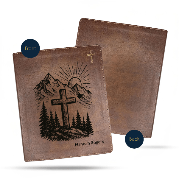NIV Brown Standard Size Notetaking Holy Bible Medium Print | Mountain Cross - Shepherds Shelf