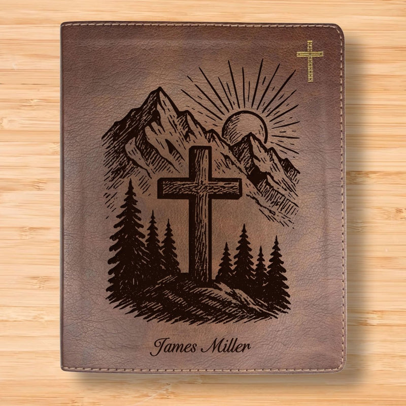NIV Brown Standard Size Notetaking Holy Bible Medium Print | Mountain Cross