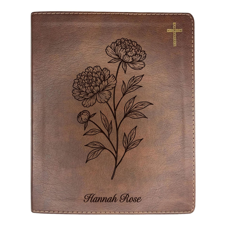 NIV Brown Standard Size Notetaking Holy Bible Medium Print | Peony White Flower - Shepherds Shelf