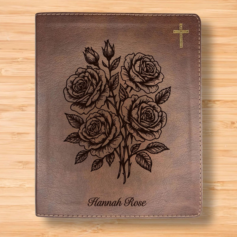 NIV Brown Standard Size Notetaking Holy Bible Medium Print | Floral Collection 2