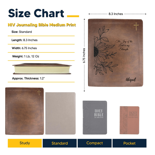NIV Brown Standard Size Notetaking Holy Bible Medium Print | Sun flower - Shepherds Shelf