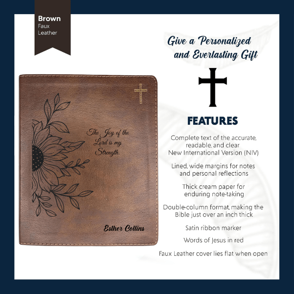NIV Brown Standard Size Notetaking Holy Bible Medium Print | Sun flower - Shepherds Shelf