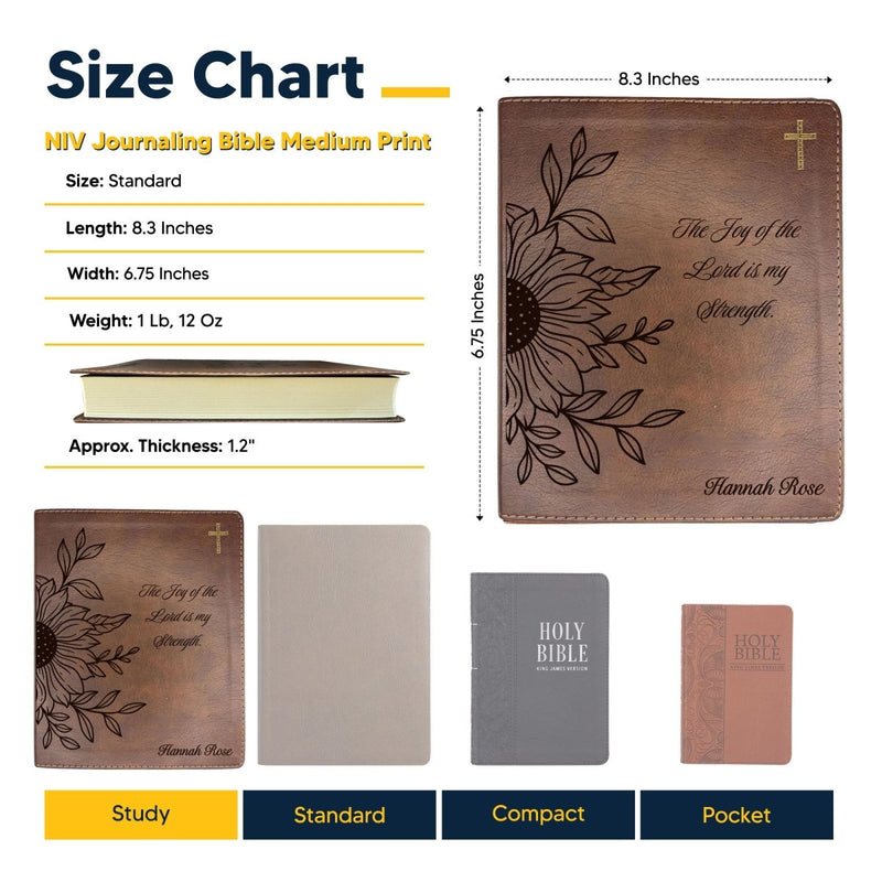 NIV Brown Standard Size Notetaking Holy Bible Medium Print | Sun flower