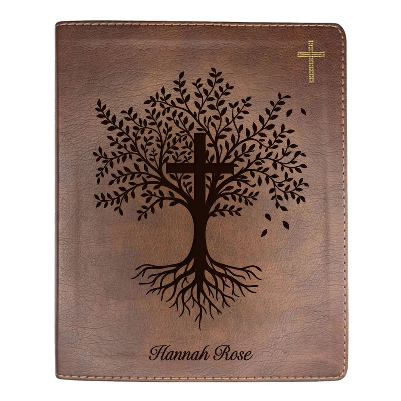 NIV Brown Standard Size Notetaking Holy Bible Medium Print | Trees with Cross