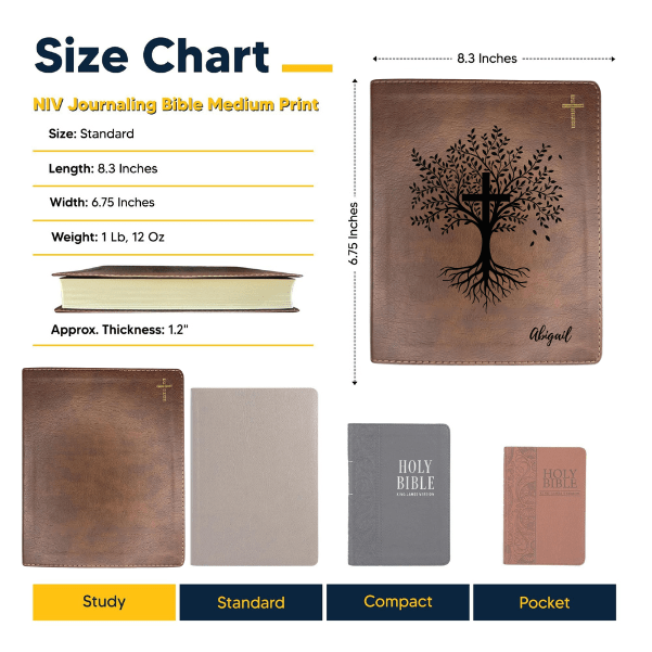 NIV Brown Standard Size Notetaking Holy Bible Medium Print | Trees with Cross - Shepherds Shelf