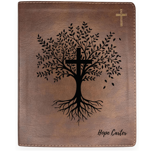NIV Brown Standard Size Notetaking Holy Bible Medium Print | Trees with Cross - Shepherds Shelf