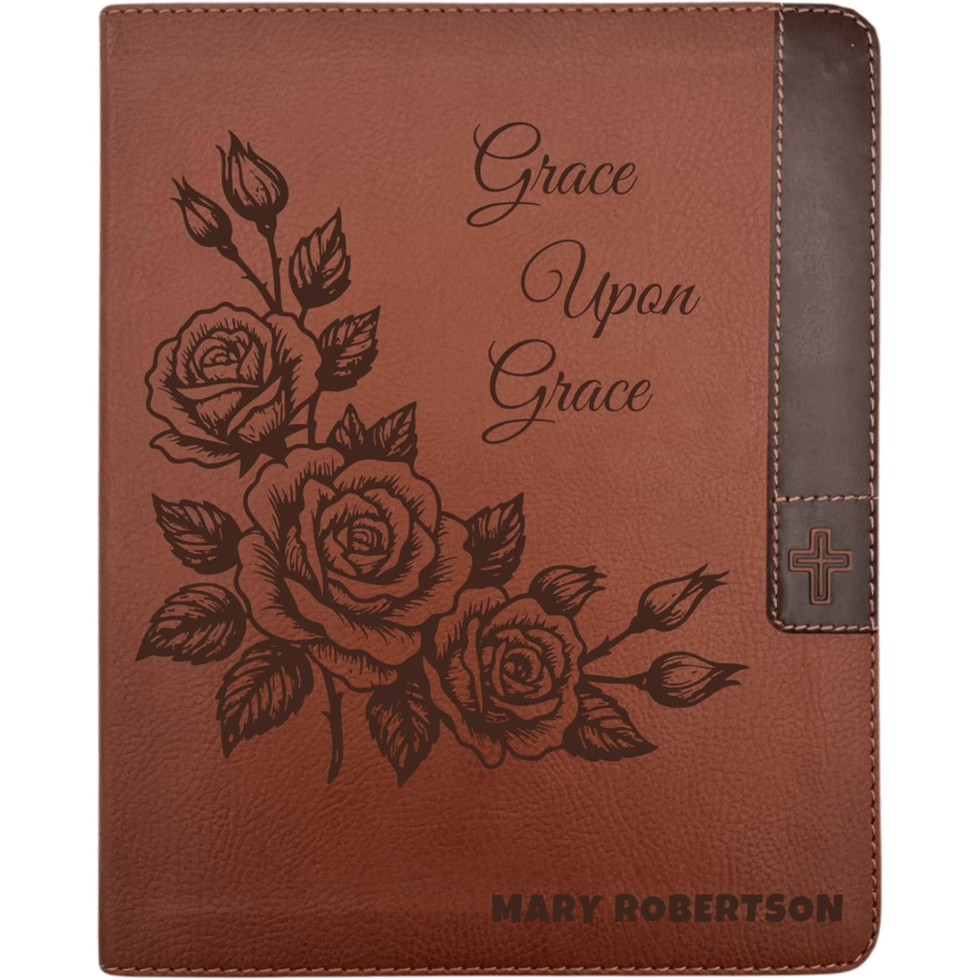 NIV Faux Leather Note Taking Holy Bible for Journaling Frame Roses | Large Print | Brown - Shepherds Shelf