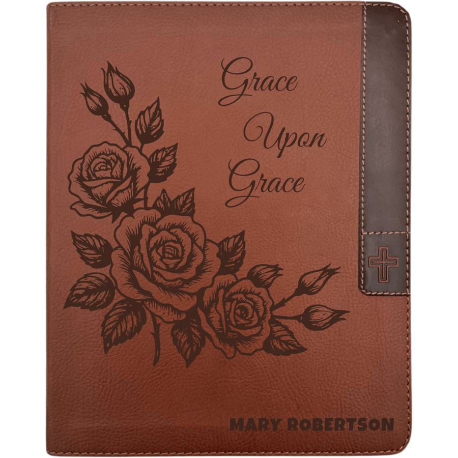 NIV Faux Leather Note Taking Holy Bible for Journaling Frame Roses | Large Print | Brown - Shepherds Shelf