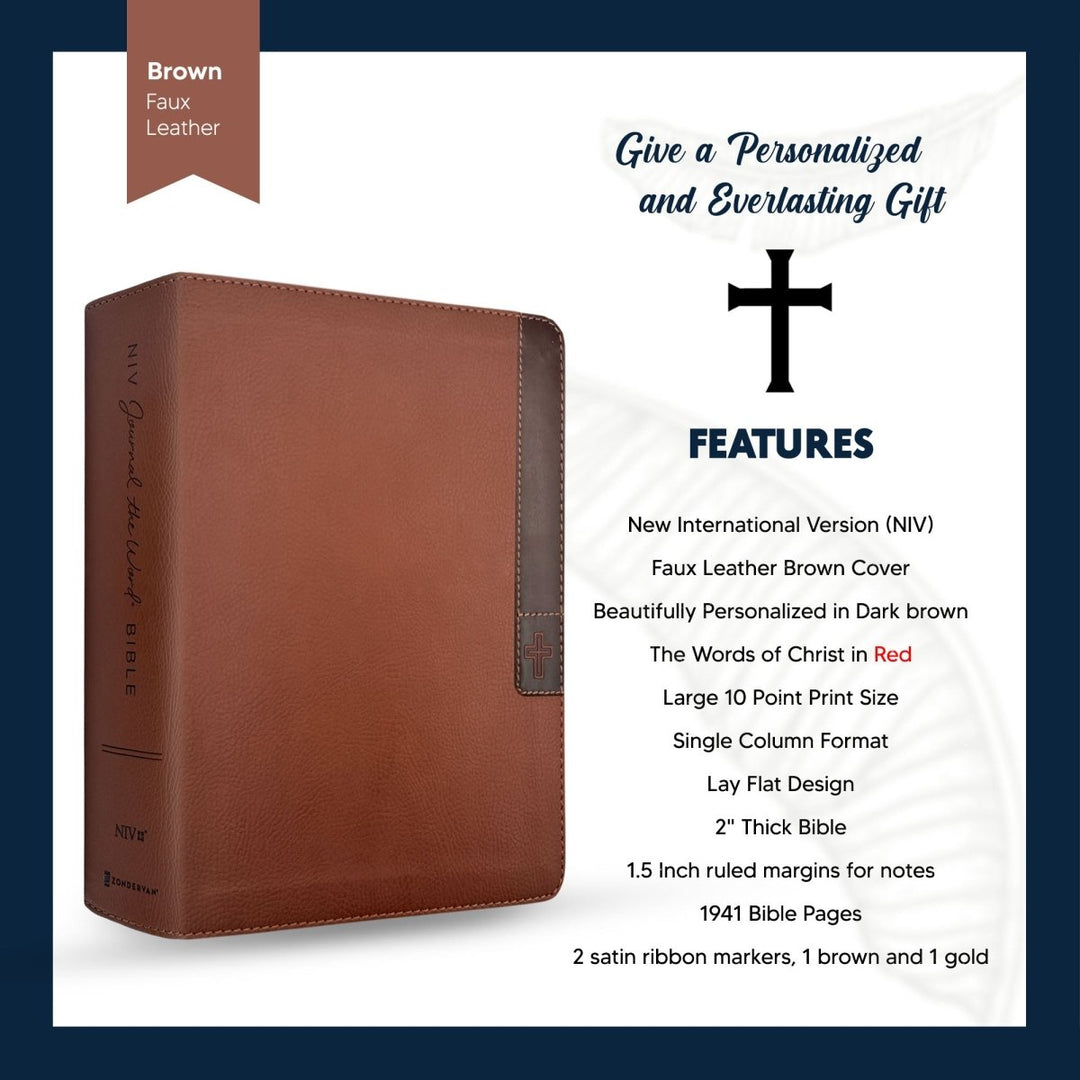 NIV Faux Leather Note Taking Holy Bible for Journaling | Large Print | Brown - Shepherds Shelf