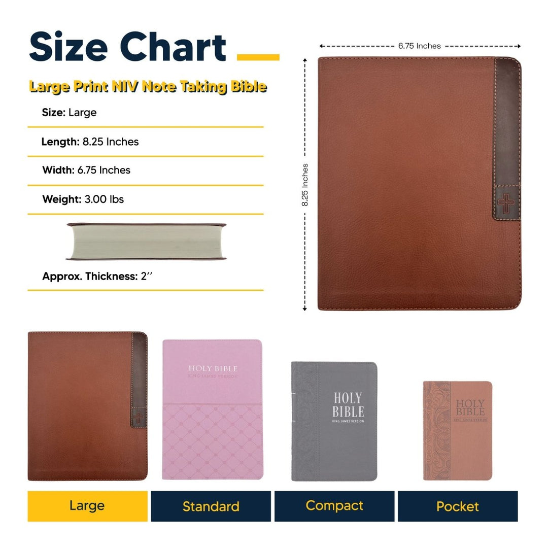 NIV Faux Leather Note Taking Holy Bible for Journaling | Large Print | Brown - Shepherds Shelf