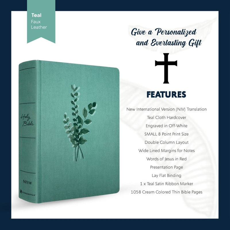 NIV Hardcover Personalized Journaling Holy Bible Small Text Teal