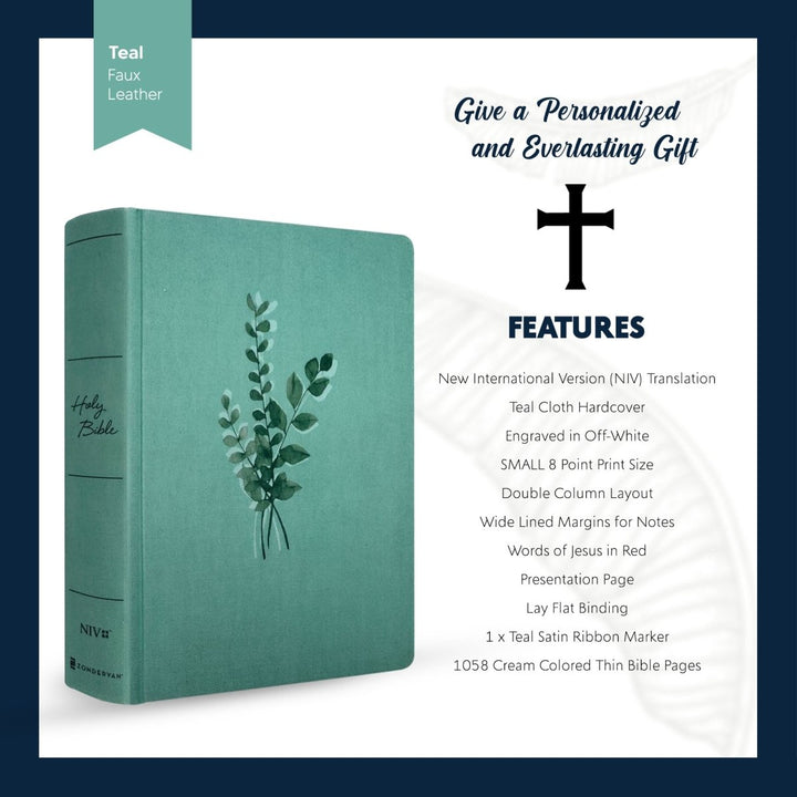 NIV Hardcover Personalized Journaling Holy Bible | Small Text | Teal - Shepherds Shelf