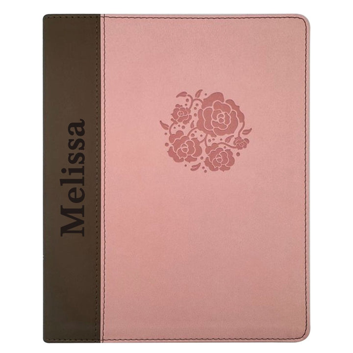 NIV Women's Journaling Holy Bible Faux Leather Custom Name Medium Print | Pink and Brown - Shepherds Shelf