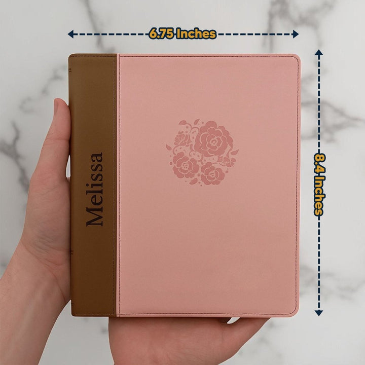 NIV Women's Journaling Holy Bible Faux Leather Custom Name Medium Print | Pink and Brown - Shepherds Shelf