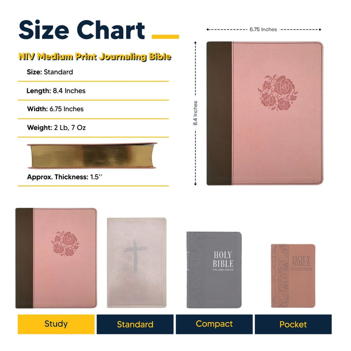 NIV Women's Journaling Holy Bible Faux Leather Custom Name Medium Print | Pink and Brown - Shepherds Shelf