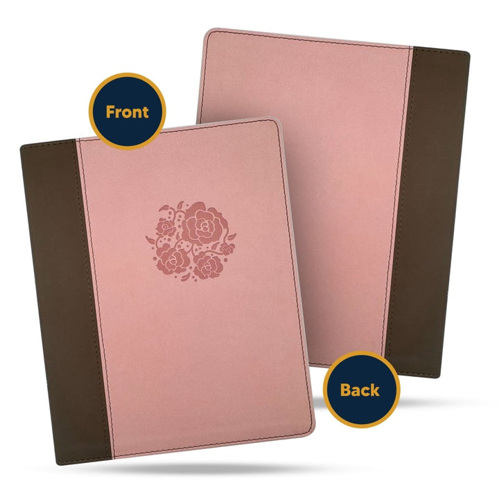 NIV Women's Journaling Holy Bible Faux Leather Custom Name Medium Print | Pink and Brown - Shepherds Shelf