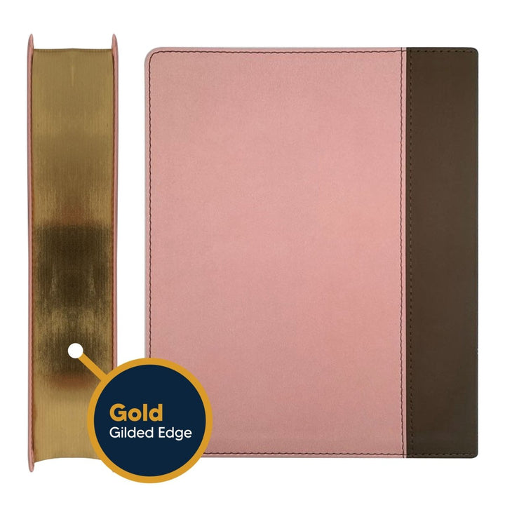 NIV Women's Journaling Holy Bible Faux Leather Custom Name Medium Print | Pink and Brown - Shepherds Shelf
