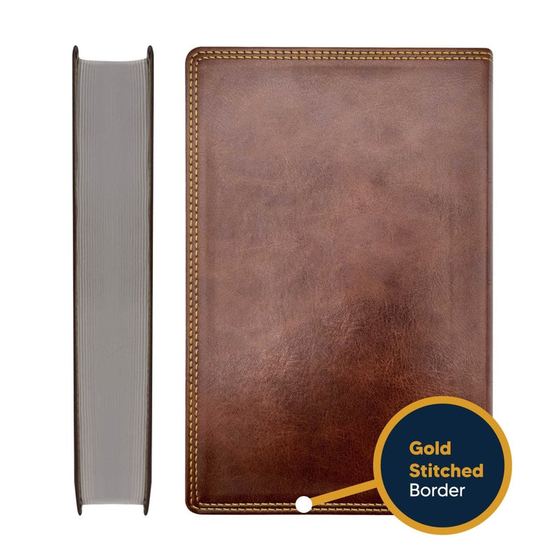 NKJV Brown Standard Kids Holy Bible Medium Print | Cross and Gold Stitching
