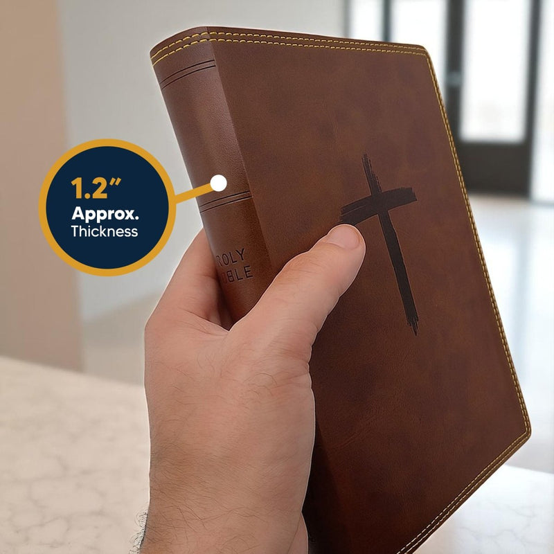 NKJV Brown Standard Kids Holy Bible Medium Print | Cross and Gold Stitching