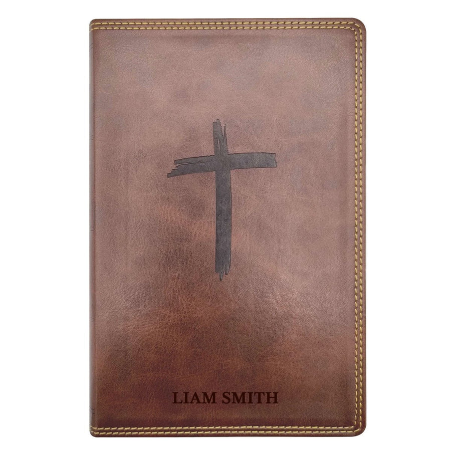 NKJV Brown Standard Kids Holy Bible Medium Print | Cross and Gold Stitching - Shepherds Shelf