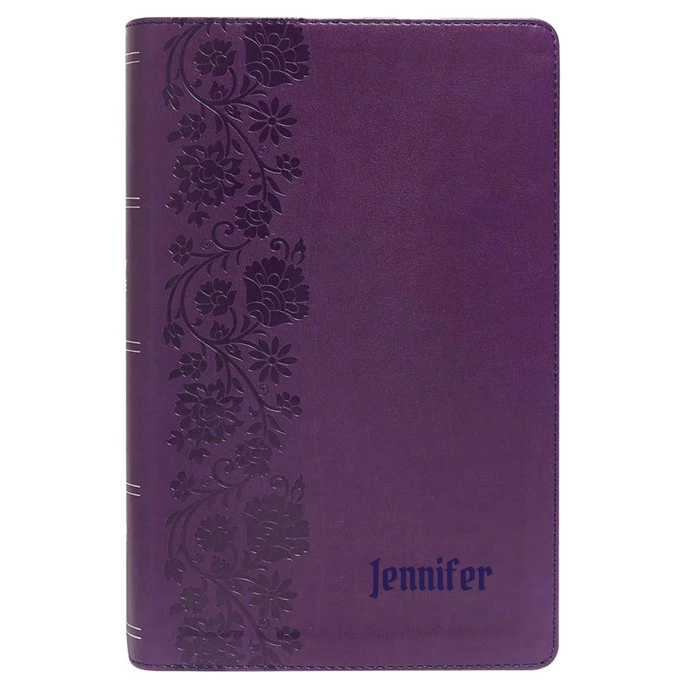NKJV Purple Standard Size Holy Bible Large Print | Lay Flat Floral